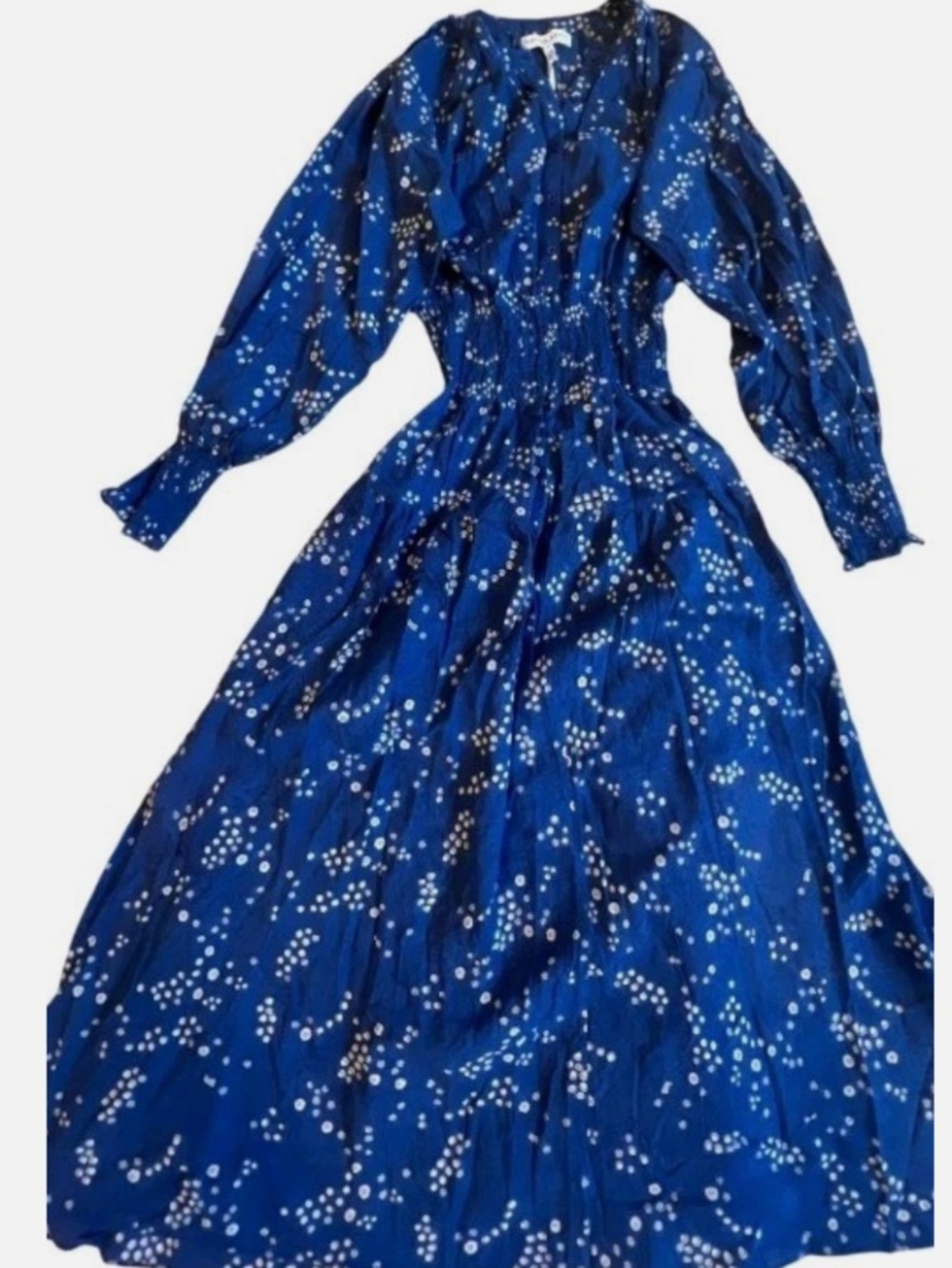 Apiece Apart Dress La Ventura Maxi Dress Womens XSmall Blue Smoked Waist Boho